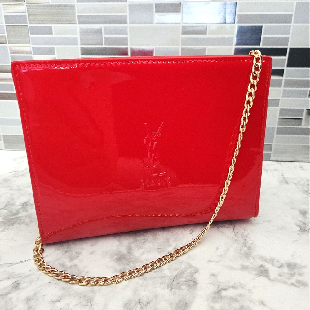 YSL YVES SAINT LAURENT Cosmetic Makeup Bag Clutch to Crossbody Bag